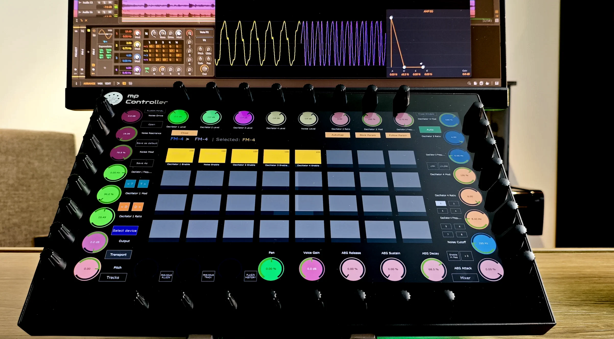 MP Controller mapped to the Bitwig Studio FM-4 device