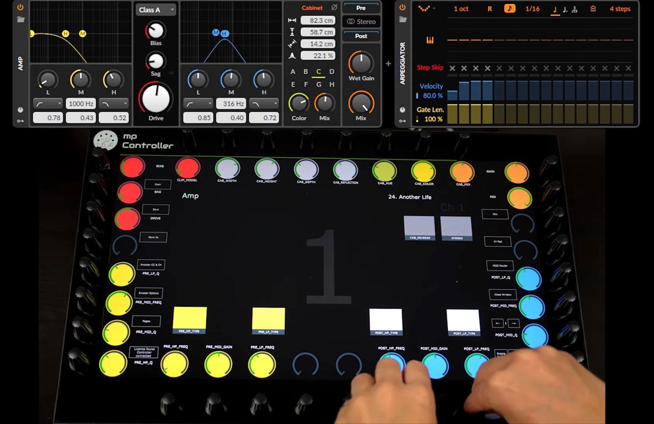 MP Controller mapped to a Bitwig Studio device