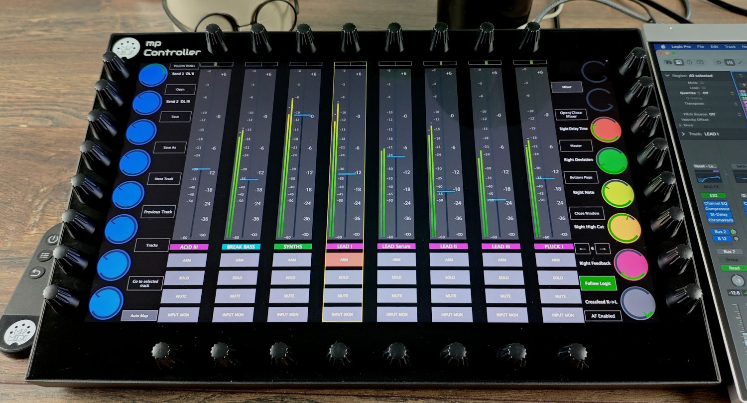 Per-track meters in the MP Controller mixer view