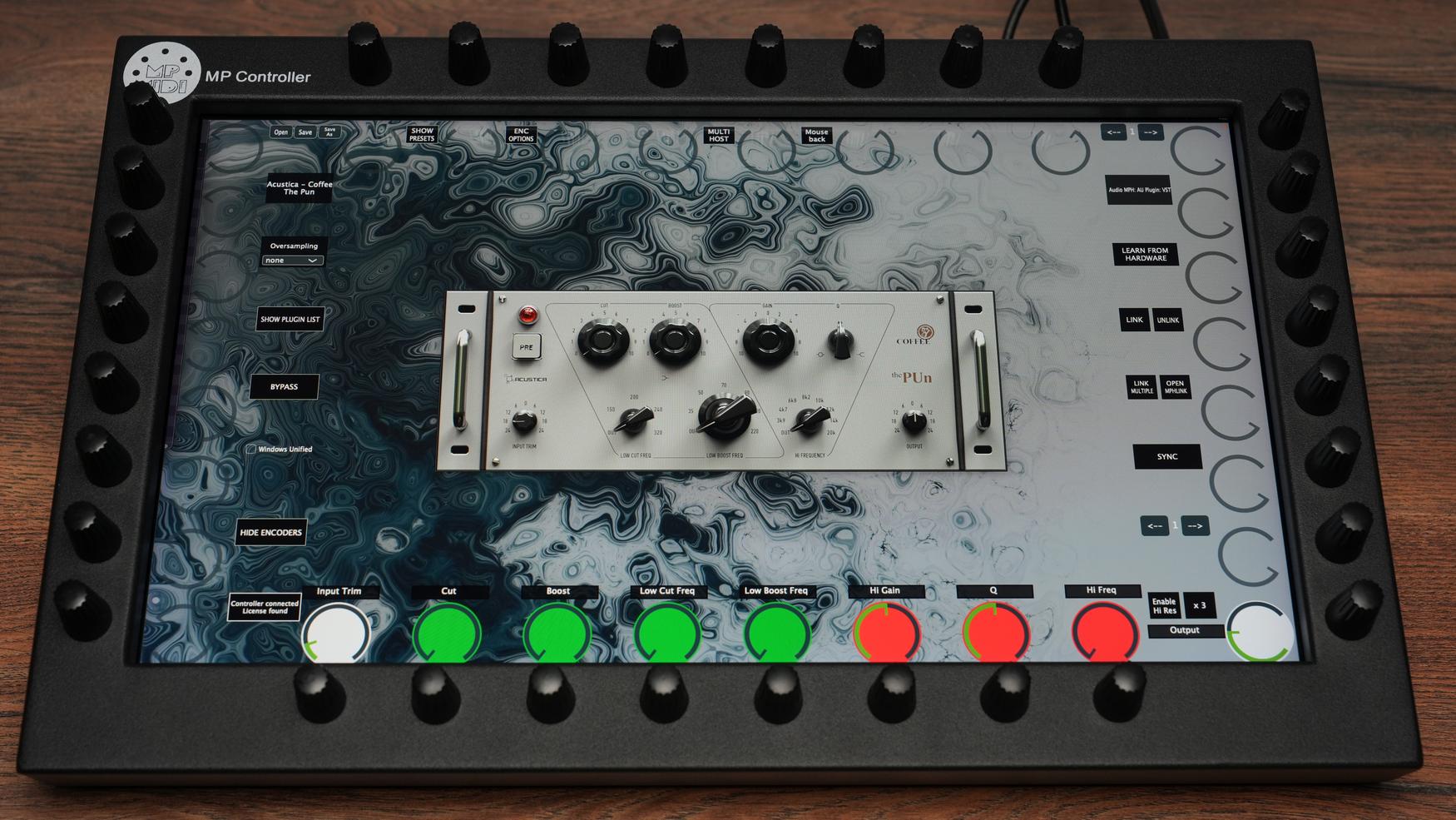 Acustica Audio Coffee plugin on MP Controller