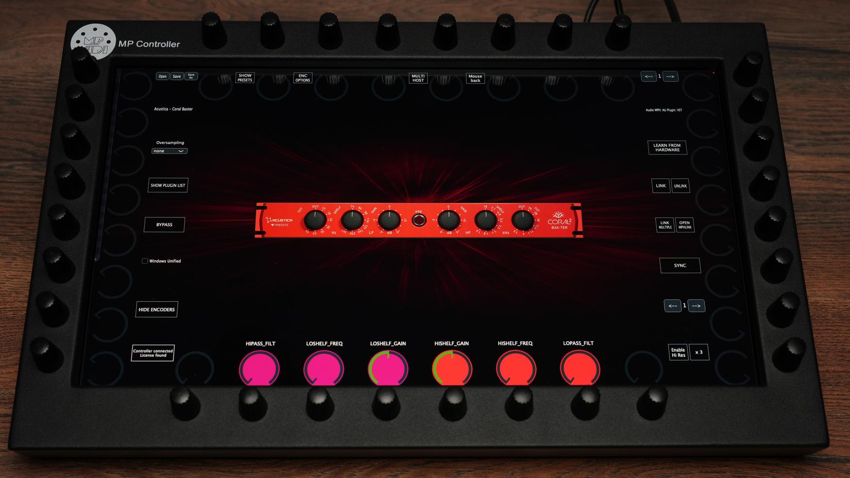 Acustica Audio Coral2 plugin on MP Controller