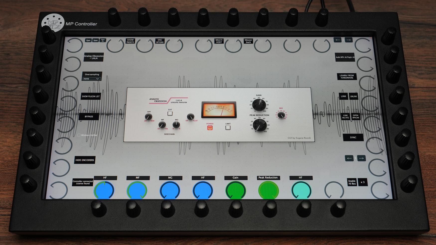 Analog Obsession LALA on MP MIDI Controller for hands-on compression control