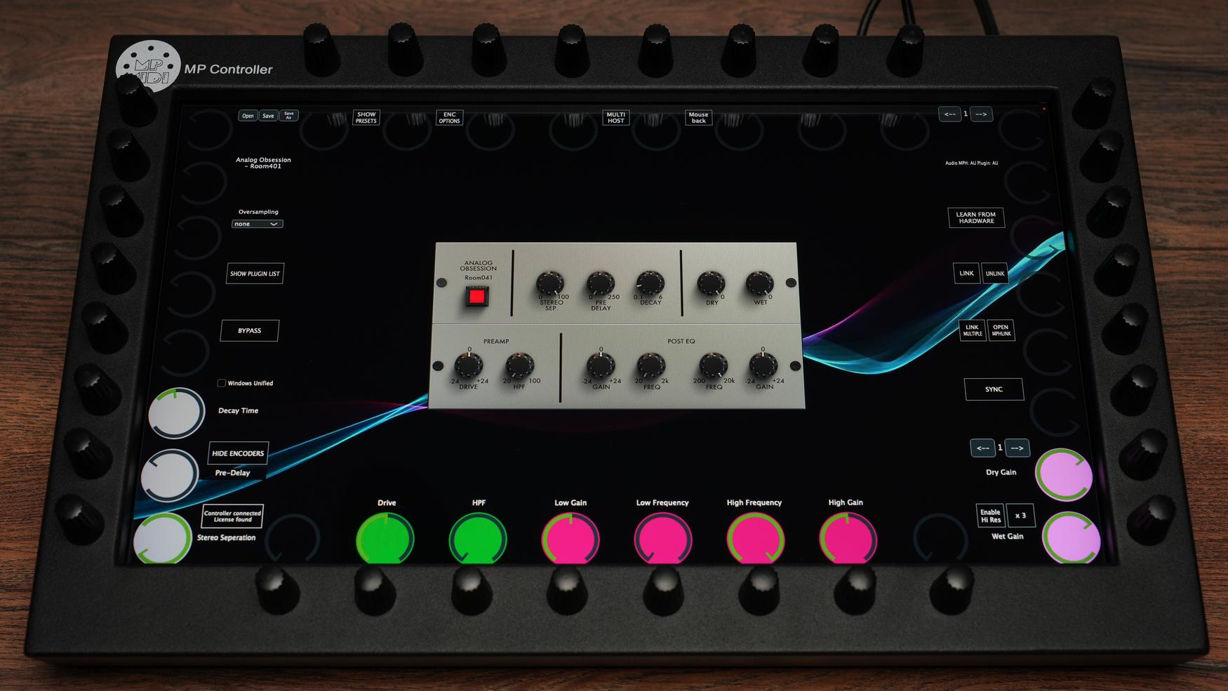 Analog Obsession Room041 on MP MIDI Controller for hands-on reverb shaping