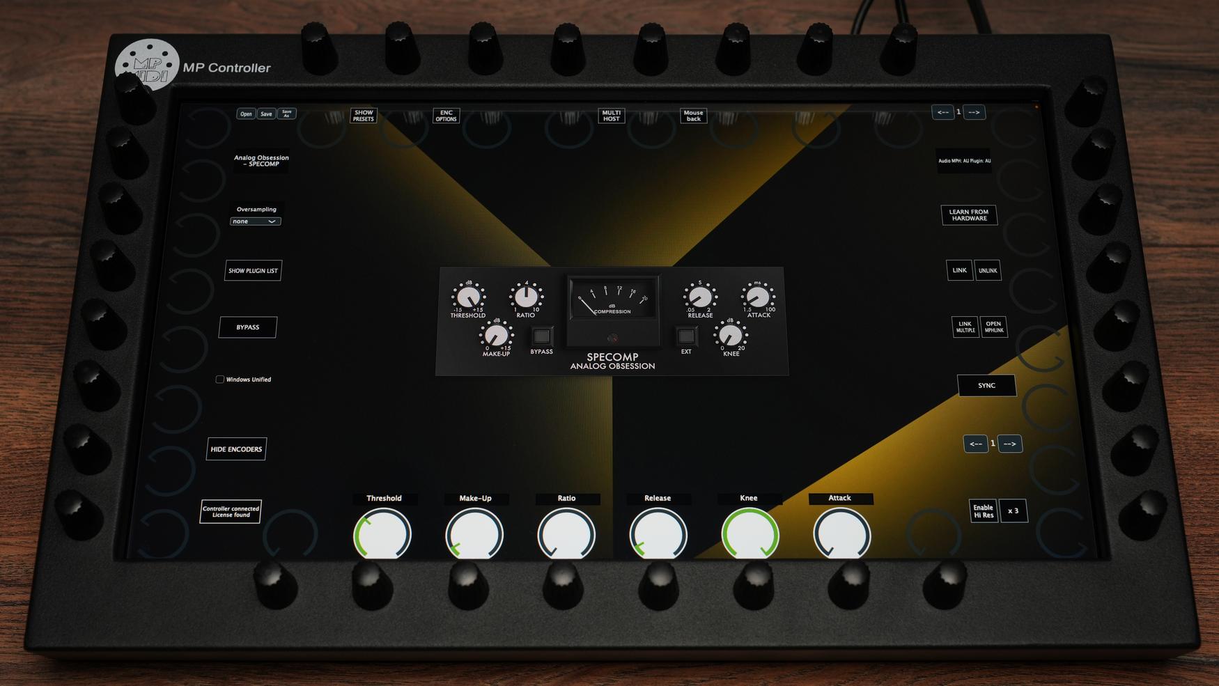 Analog Obsession Specomp on MP MIDI Controller for precise dynamics control