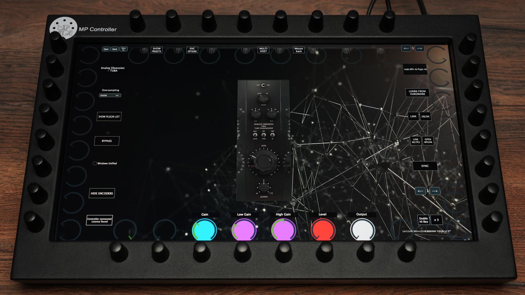 Analog Obsession TUBA on MP MIDI Controller with hardware EQ control