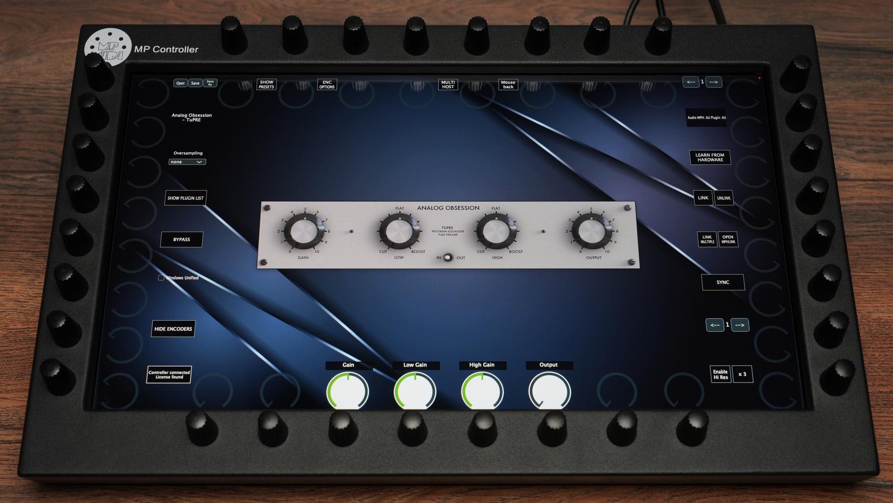 Analog Obsession TuPRE on MP MIDI Controller with hardware tube amp control