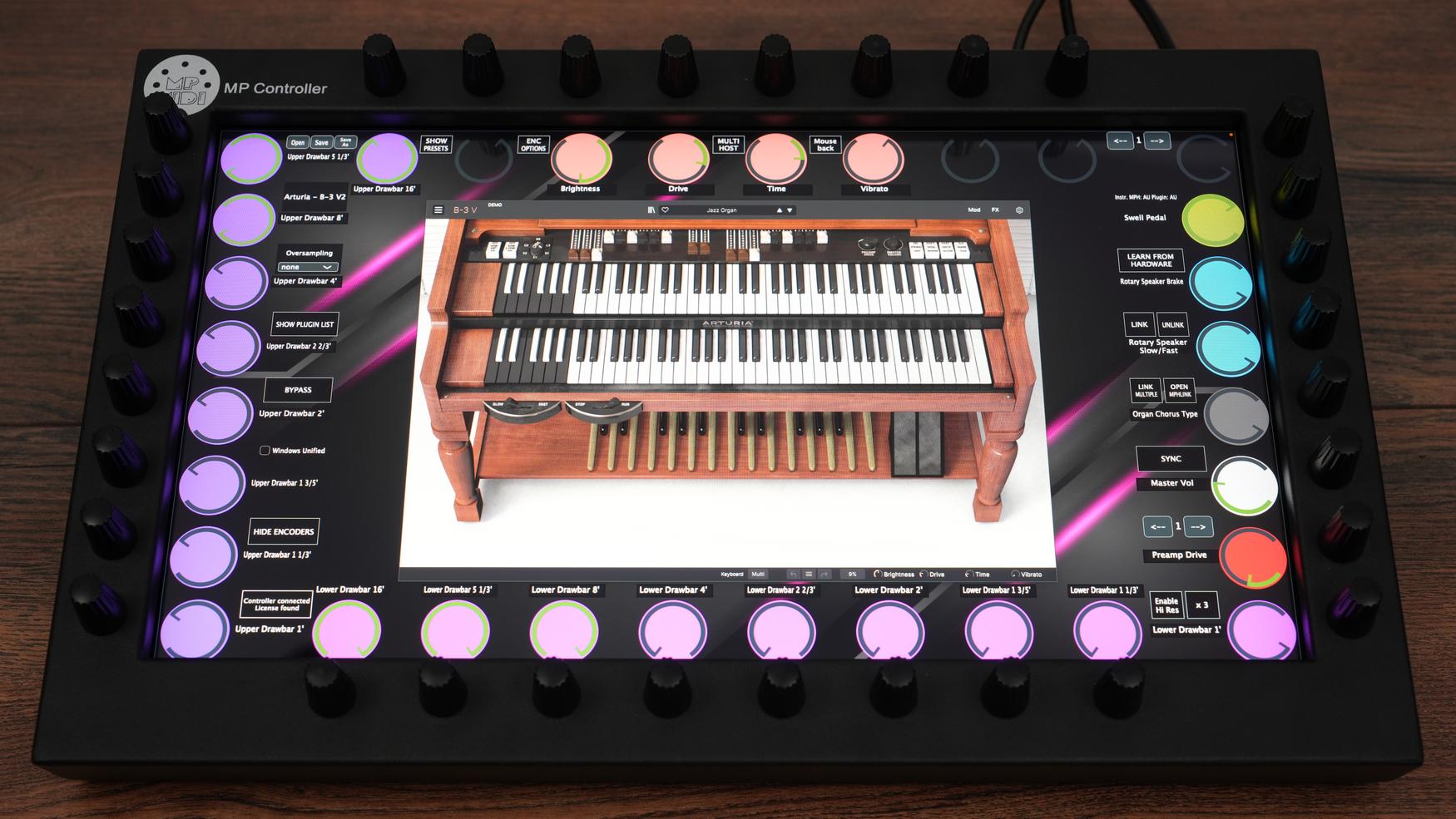 Arturia B-3 V plugin on MP Controller