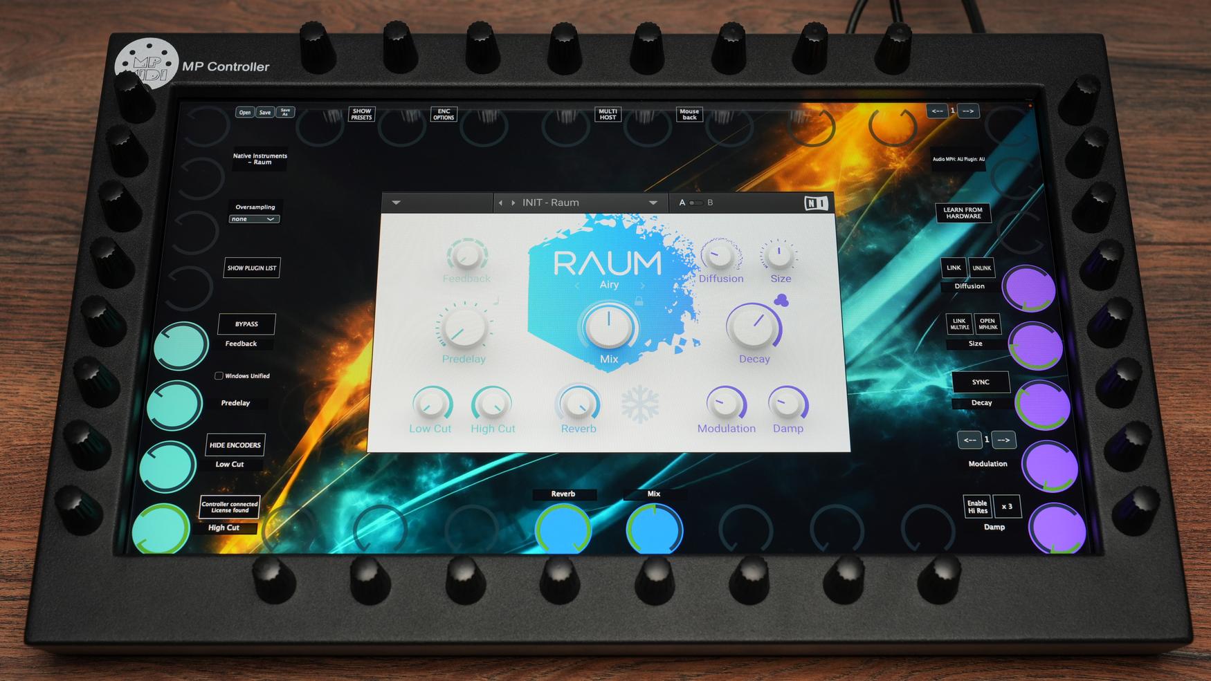 Native Instruments Raum reverb plugin on MP Controller