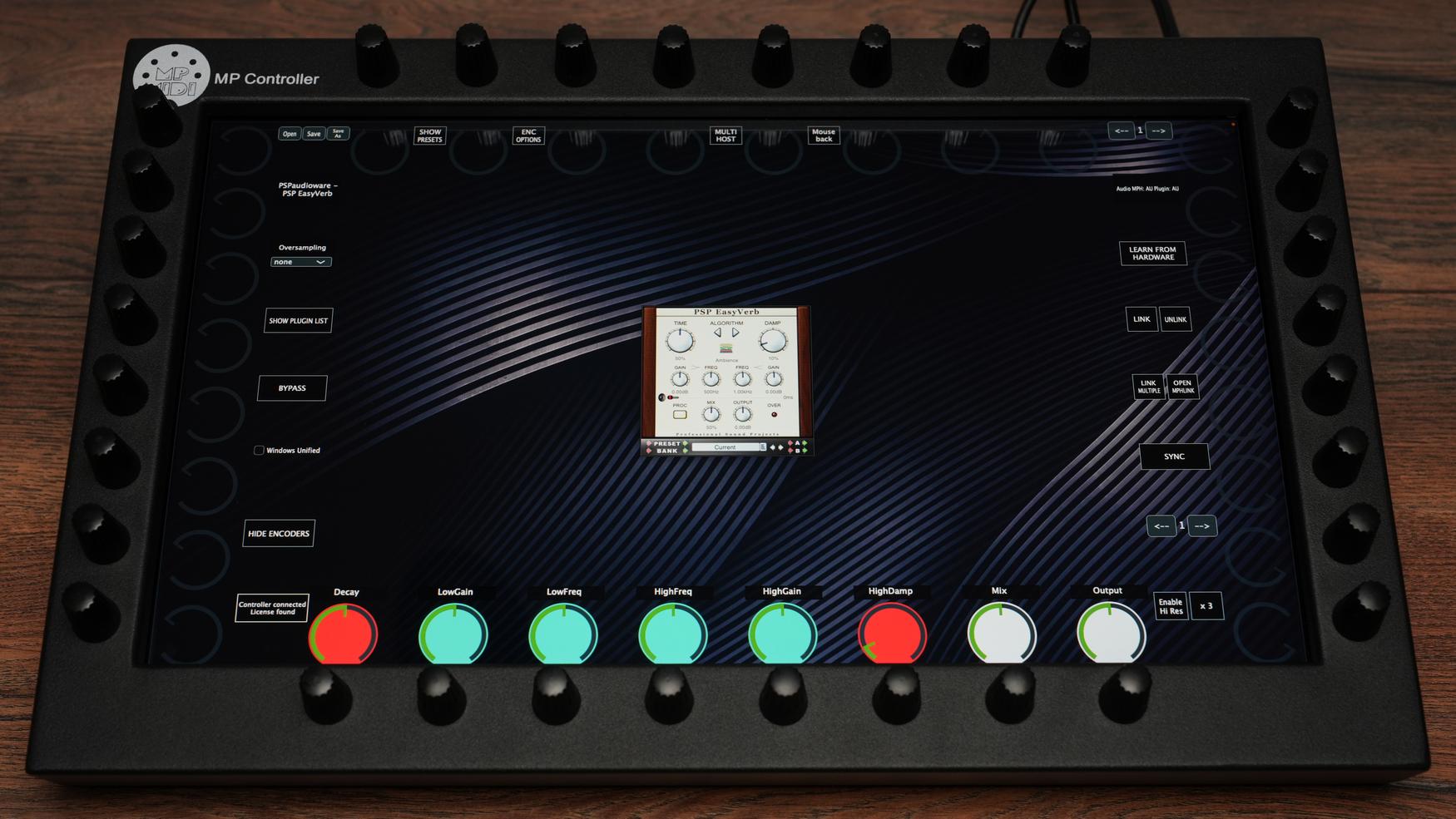 PSP Audioware EasyVerb algorithmic reverb on MP Controller