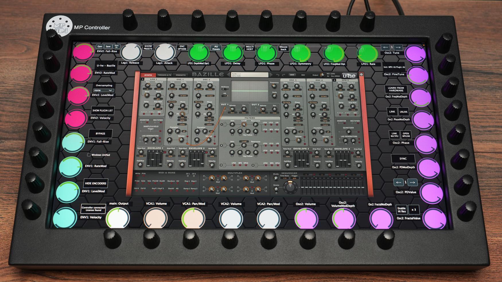 U-He Bazille semi-modular synthesizer on MP Controller