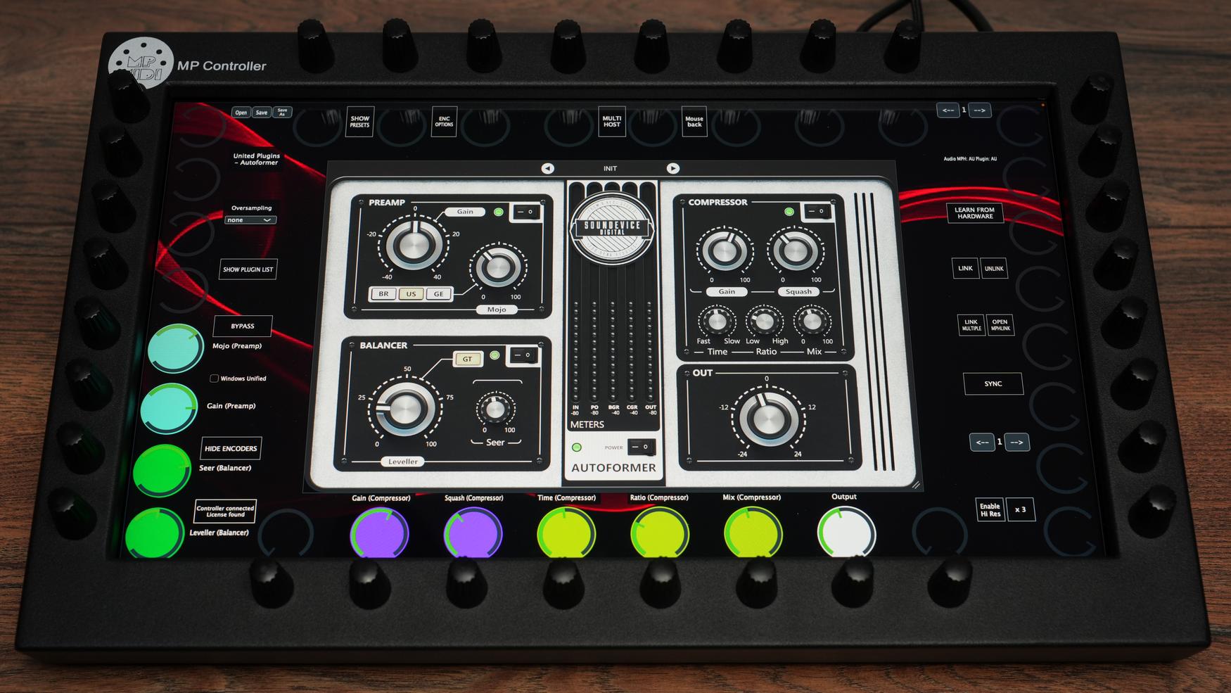 United Plugins Autoformer on MP Controller with touchscreen interface