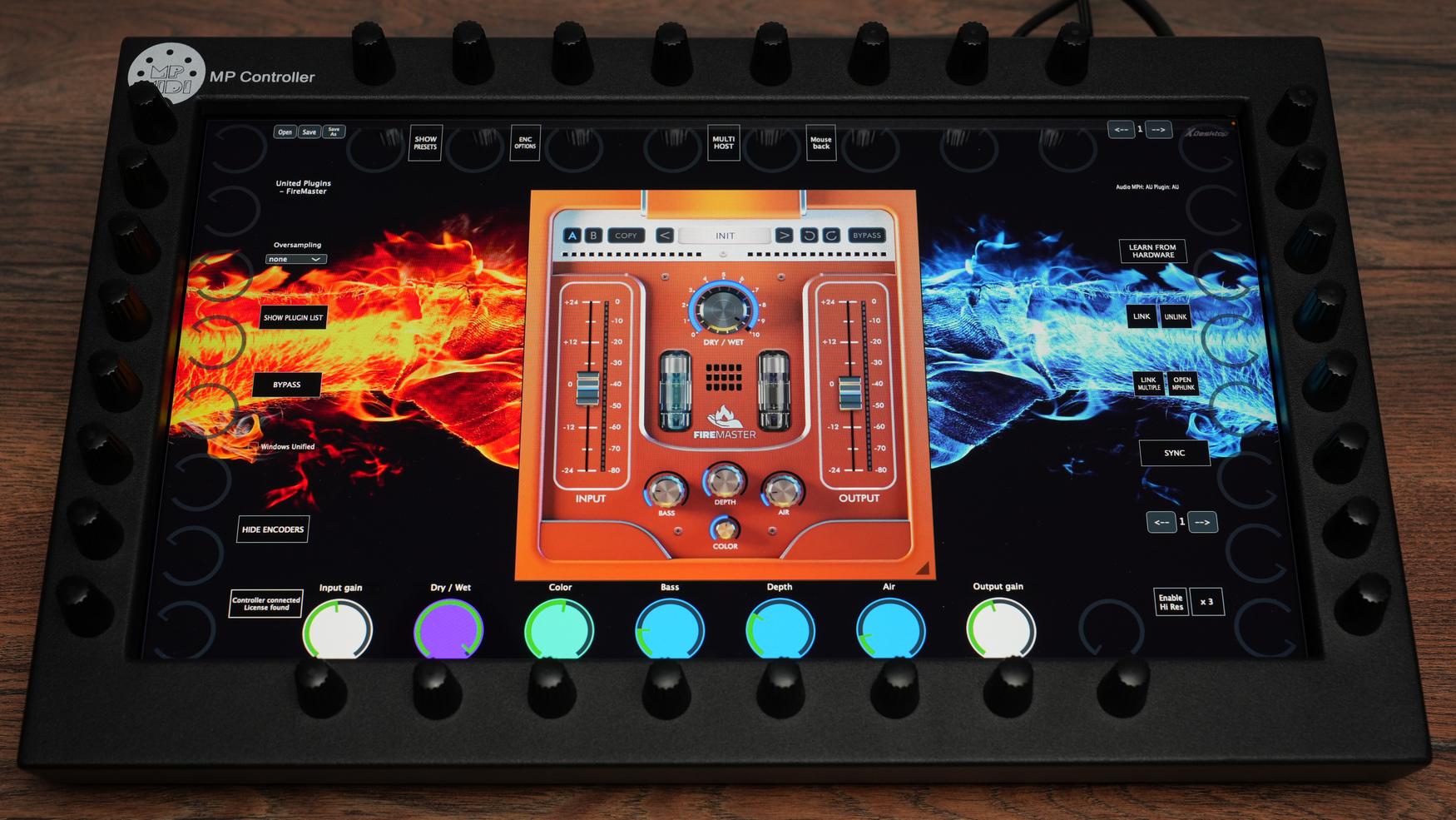 United Plugins FireMaster mastering plugin on MP Controller