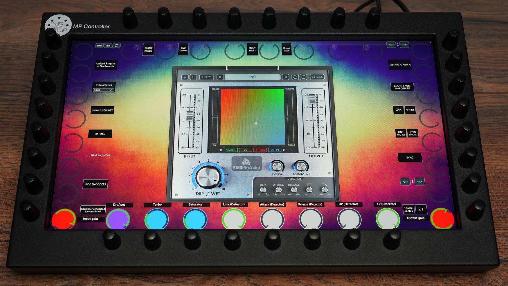 United Plugins FirePresser compressor on MP Controller interface