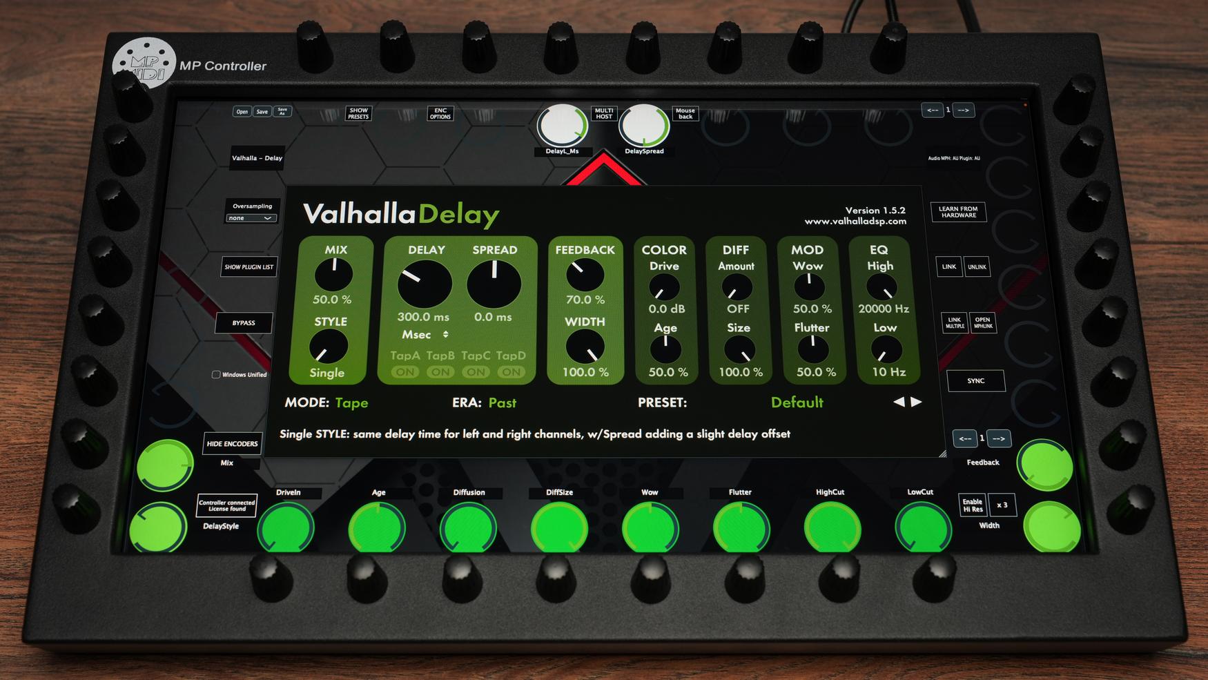 Valhalla Delay plugin on MP Controller