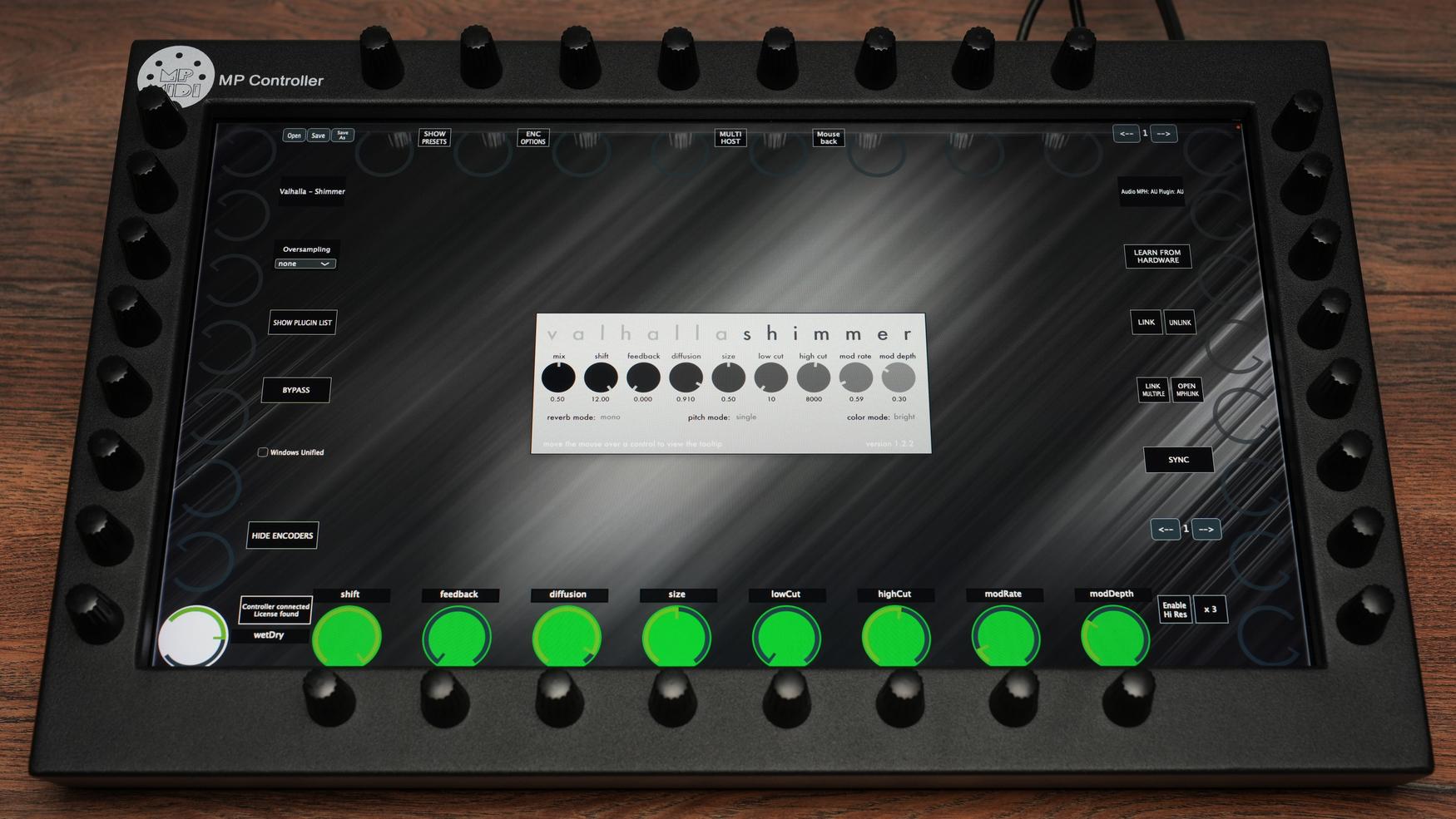 Valhalla Shimmer plugin on MP Controller