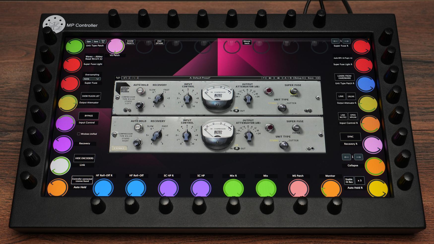Waves plugin interface on MP Controller touchscreen