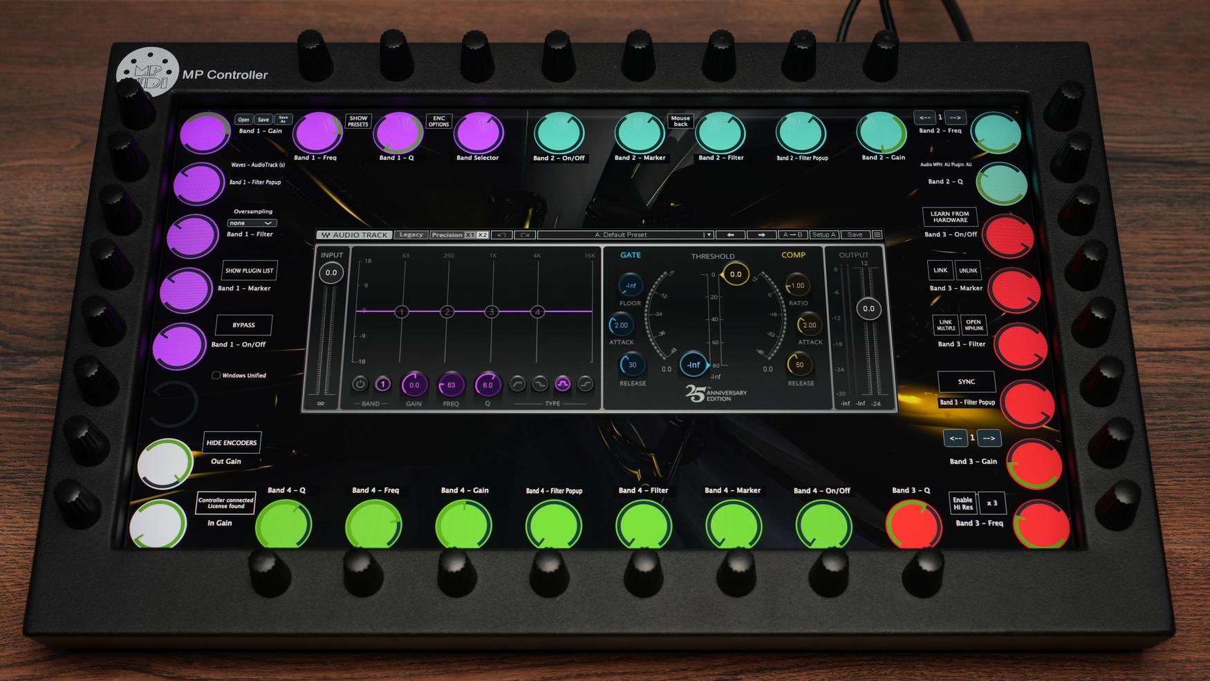 High-quality encoder control for Waves plugins
