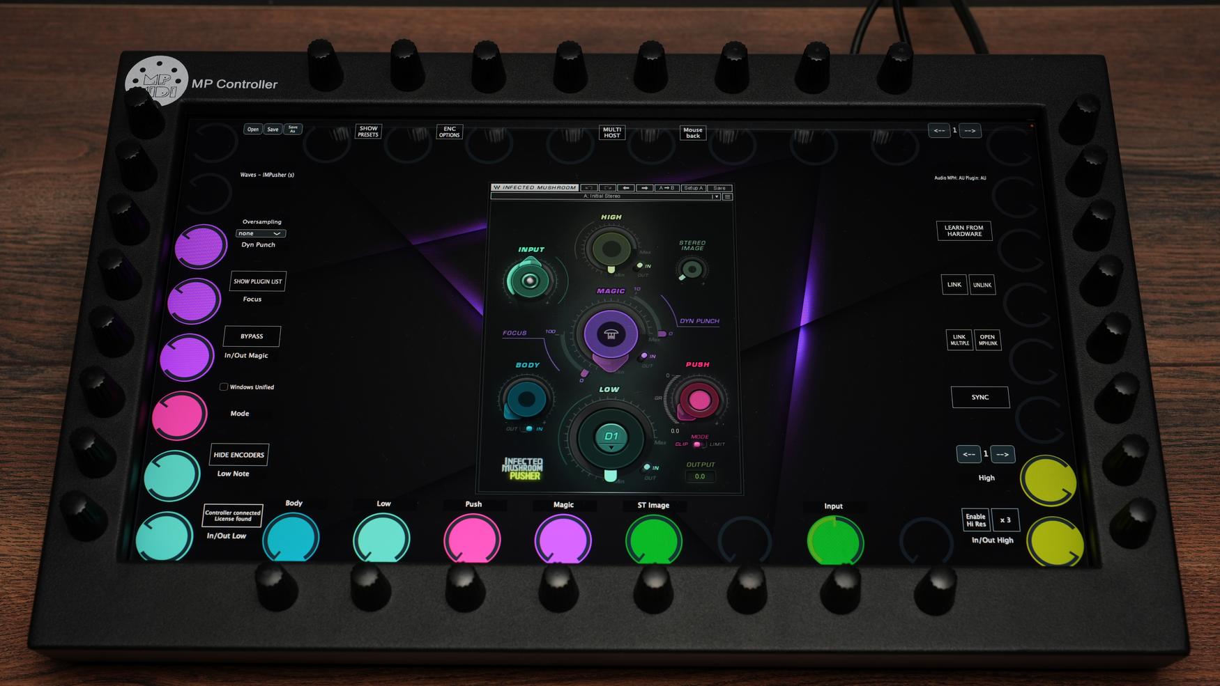 MP Controller displaying Waves plugin interface