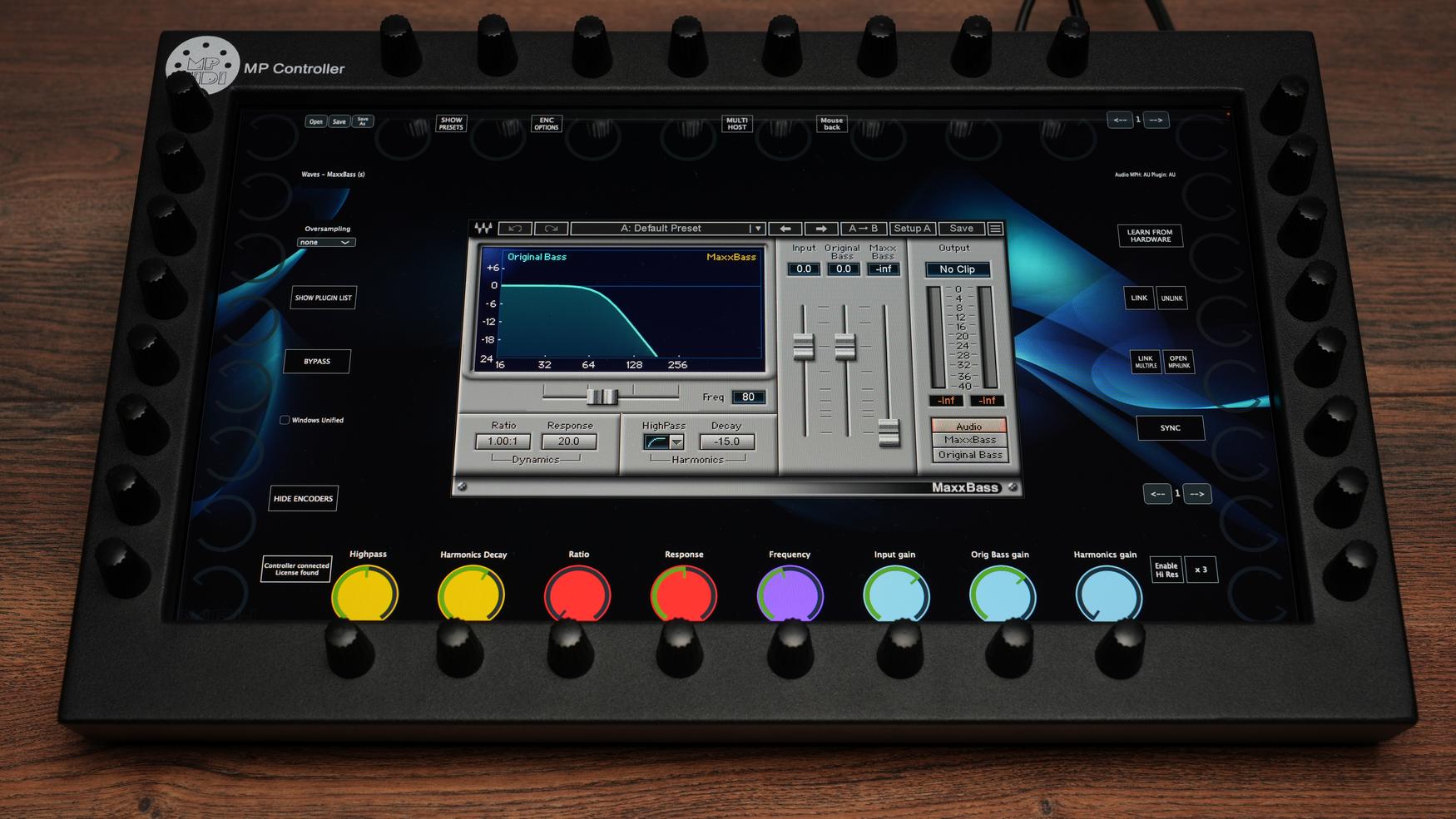 MP Controller displaying Waves plugin with encoder control