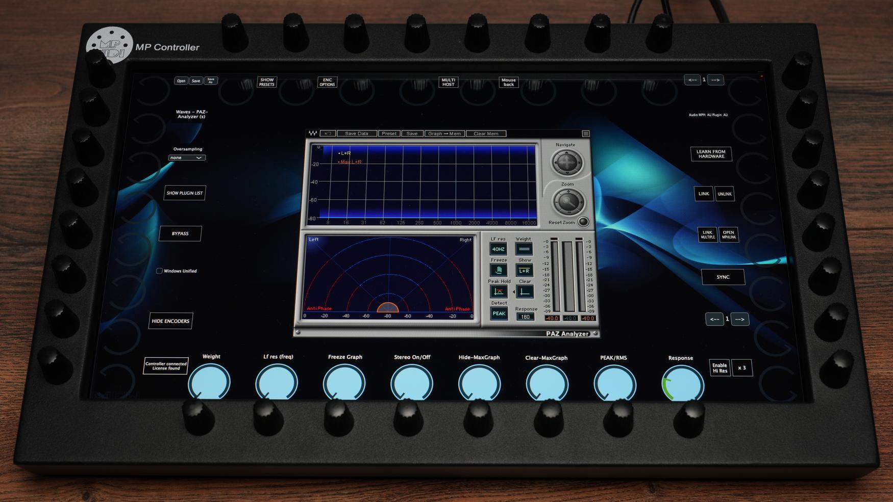 Professional Waves plugin control with tactile feedback